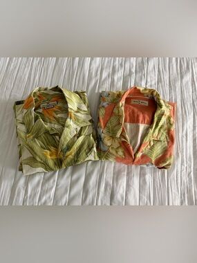 2  Tommy Bahama men's Hawaiian floral button-up short-sleeve shirts XXL
